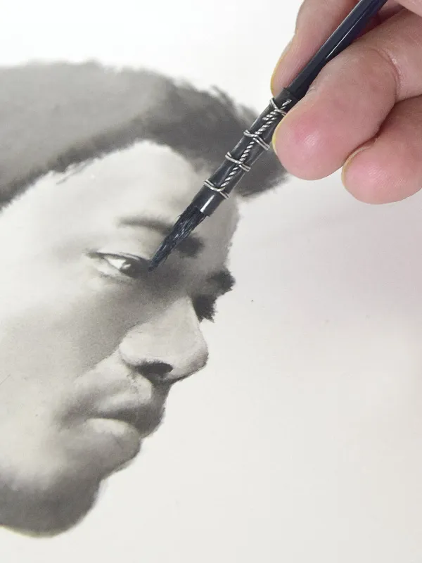 Peinture de visage homme à encre de Chine